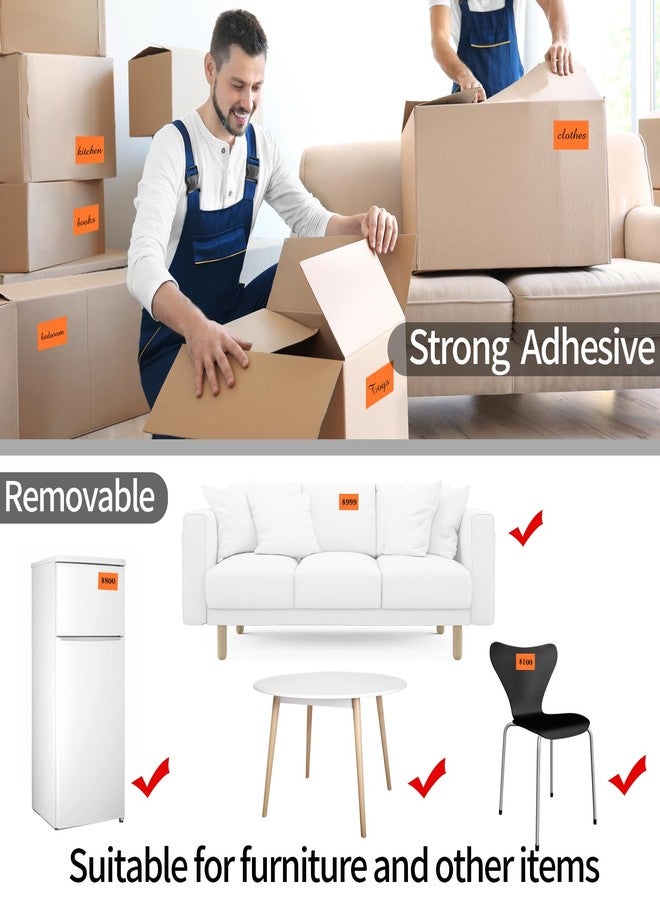 STARLIBOO Removable Colored Labels Stickers, 3X5 Inch Removable Large Label Stickers for Moving Boxes and Storage Bins- Waterproof- Tear Resistant (Orange) - Image 5